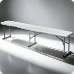 Zestaw cateringowy ogrodowy składany stół + 2 ławki 180 cm Plonos biały