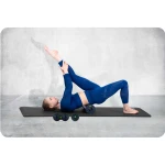 Zestaw roller do ćwiczeń + piłka + podwójna piłka do masażu NS-998 czarno-niebieski